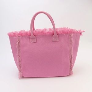 Pink Canvas Fringe Bag